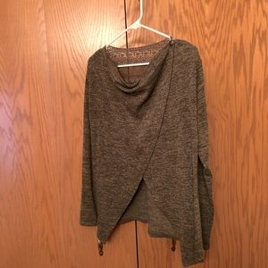 Cross-front sweater with back lace inset